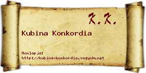 Kubina Konkordia névjegykártya